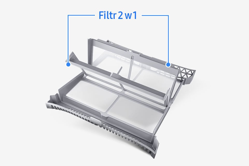 Filtr 2w1 gwarantuje zarówno prostotę, jak i wygodę konserwacji