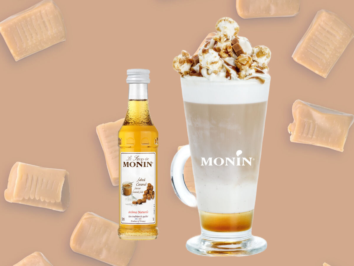Zestaw syropów do kawy MONIN Mini Set 3 x 50 ml słony karmel smak inspiracje