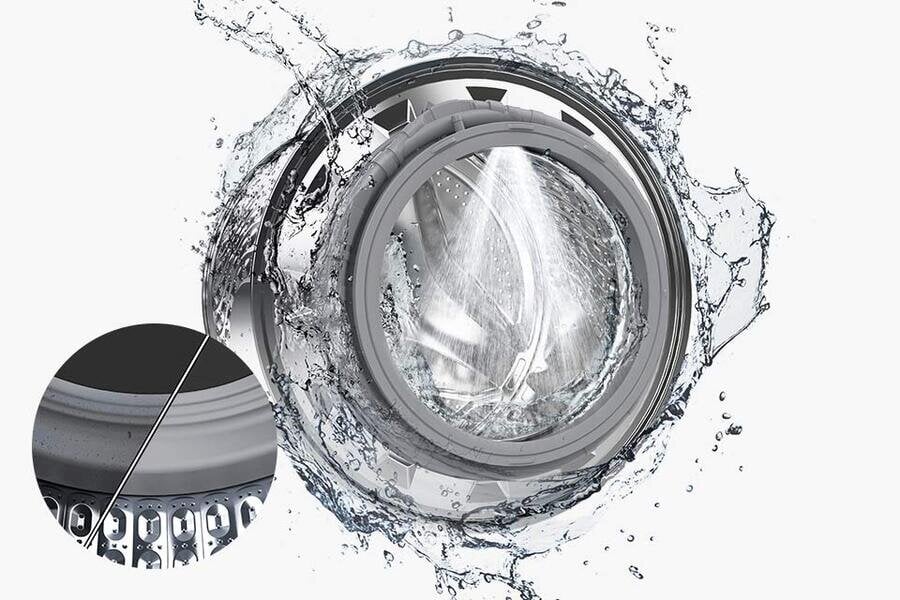 Jak działa czyszczenie srebrnego bębna pralki EcoBubble AI Energy WW90CGC04DAH marki Samsung