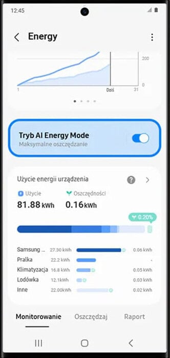 Tryb AI Energy Mode - ekran 3