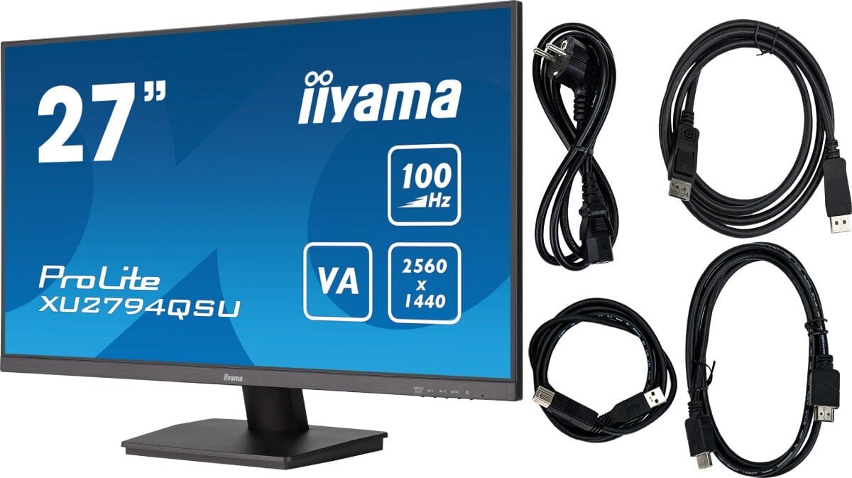 Monitor IIYAMA ProLite XU2794QSU-B6 27 2560x1440px 100Hz 1 ms zestaw akcesoria