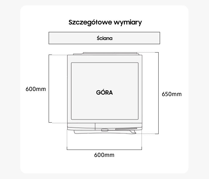 Suszarka Samsung OptimalDry 9kg DV90CGC2A0AE - wymiary