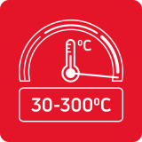 Szeroki zakres temperatur: 30°C - 300°C
