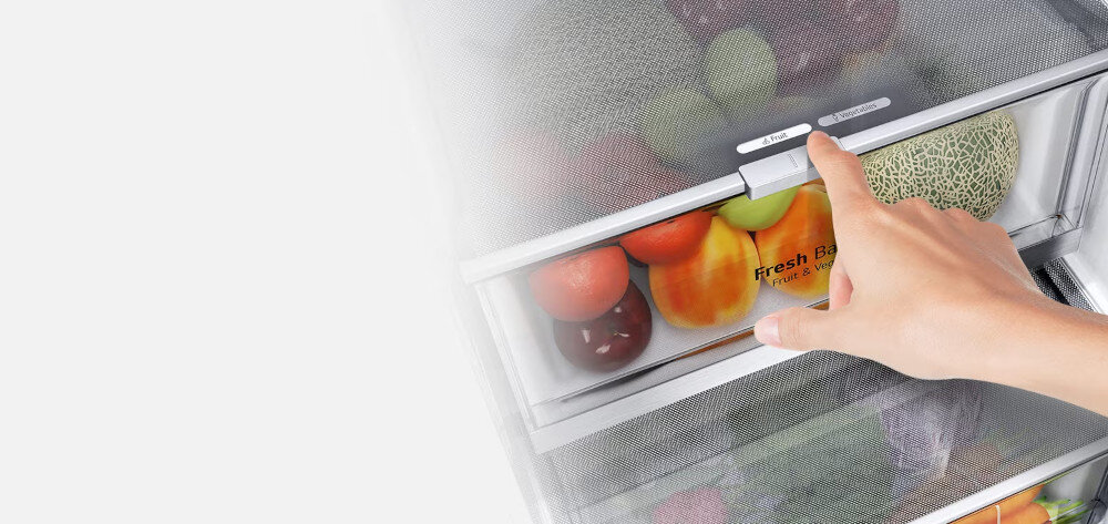 LODÓWKA LG GBB72BM9DQ szuflada FRESHBalancer kontrola poziom wilgotność owoce warzywa suwak
