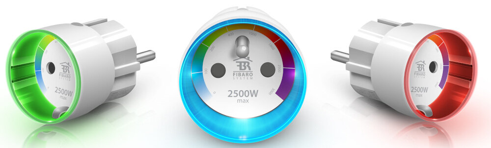 Gniazdko FIBARO FGWPE-102 ZW5 Wall Plug Wi-Fi miniaturowe urządzenie kryształowy pierścień LED