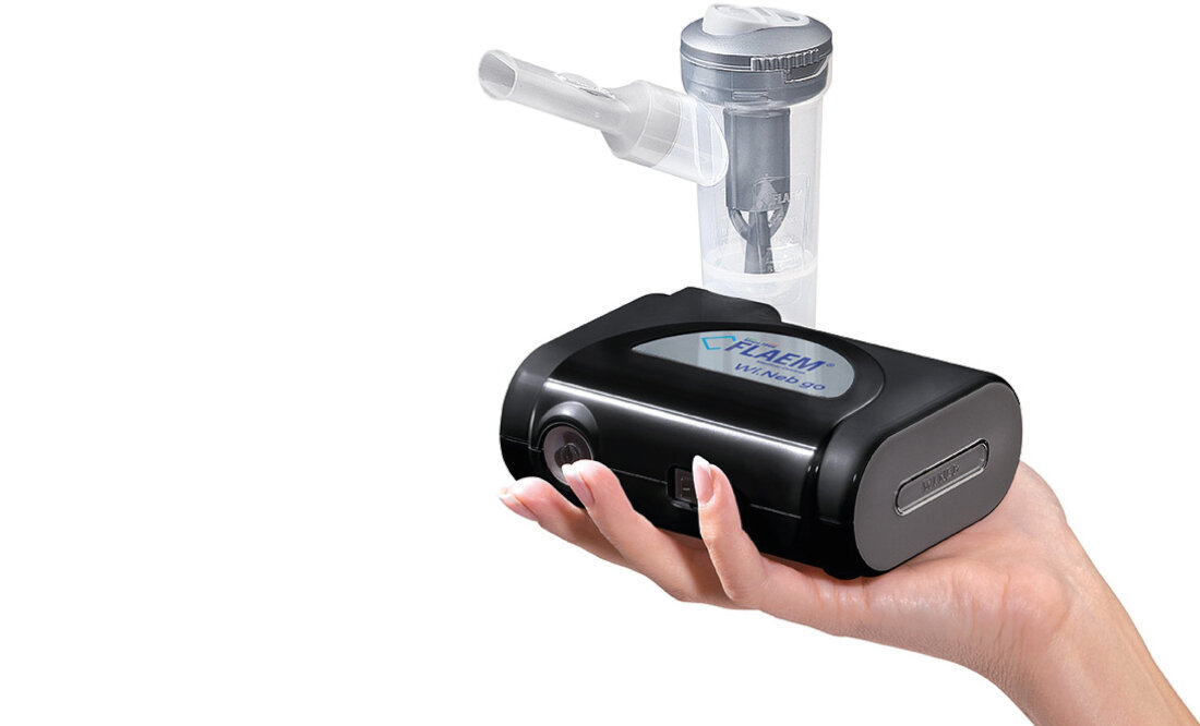 Inhalator nebulizator pneumatyczny FLAEM NUOVA Wi.Neb Go 0.42 ml/min Akumulator wygodna obsluga