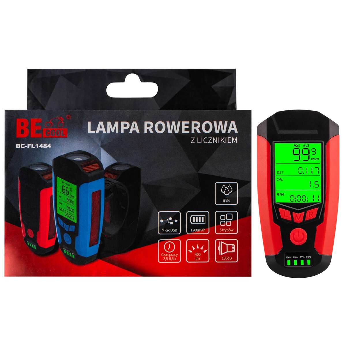 Lampka rowerowa BECOOL BC-FL1484 z licznikiem – sklep internetowy Avans.pl