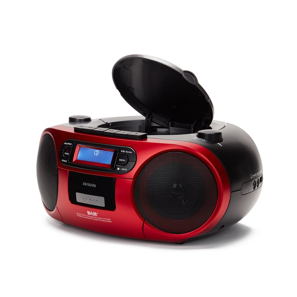 Aiwa BBTC-660DAB/RD - Radio cassette portable avec CD, Bluetooth et USB, enregistreur de