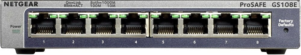 Switch NETGEAR GS108E - opis automatyczna konfiguracja solidna obudowa wygląd ogólny
