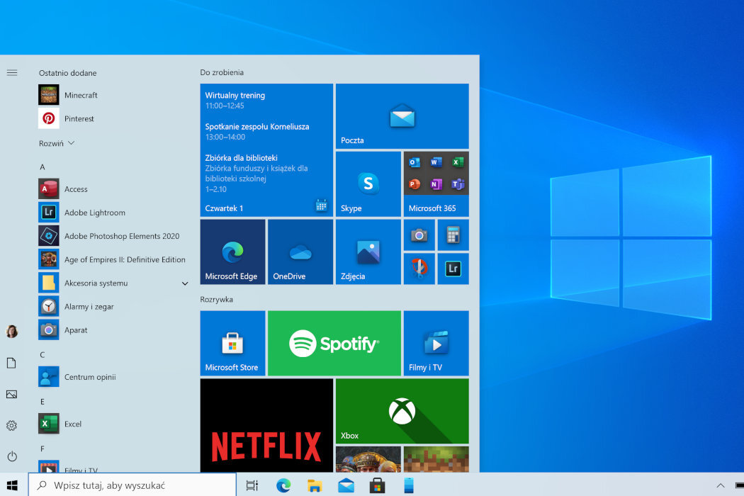 Program MICROSOFT Windows 10 Home BOX USB ustawienia ekran