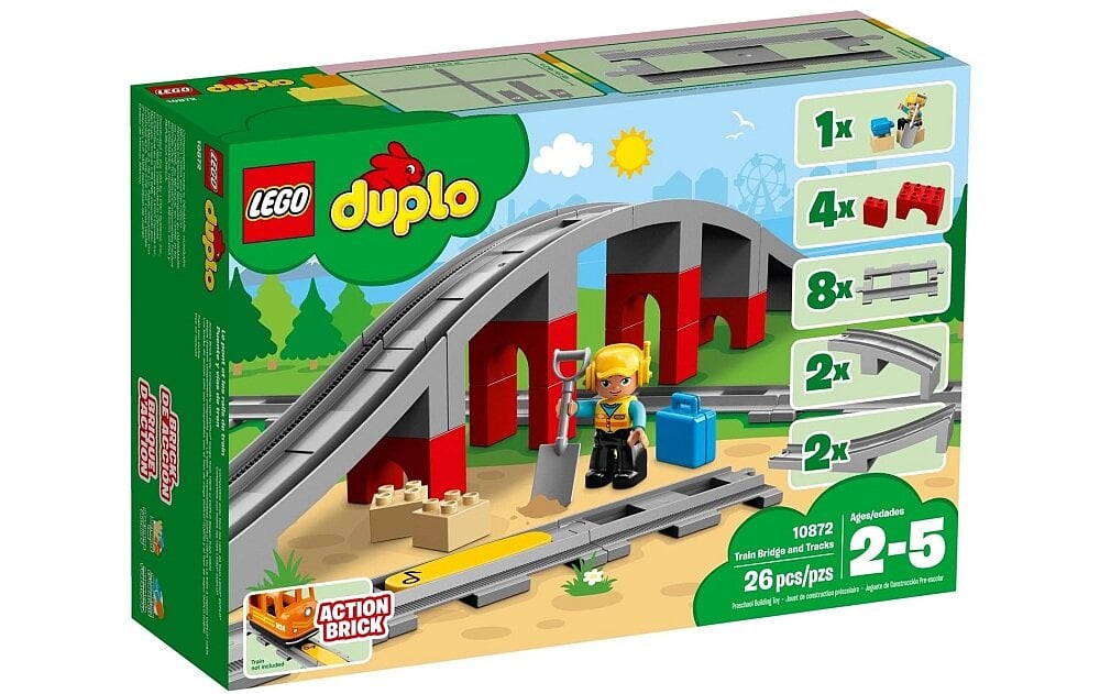 LEGO Duplo Tory kolejowe i wiadukt 10872 zabawa