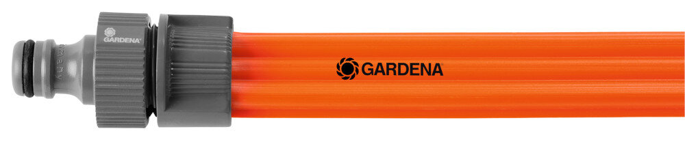 Wąż zraszający GARDENA 7.5 m 00995-20 białe tło zbliżenie na złącze kompatybilny z elementami Original GARDENA System w zestawie złącza oszczędność czasu i wygoda