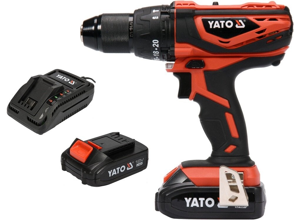 Wiertarko-wkrętarka YATO YT-82786 w zestawie akumulator ładowarka instrukcja obsługi karta gwarancyjna