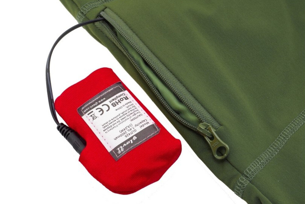 Podgrzewana bluza GLOVII GJ1CM (rozmiar M) Zielony przechowywanie baterii