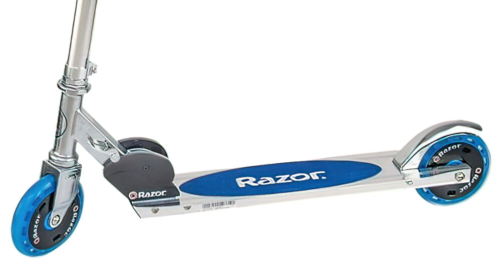 Hulajnoga dla dzieci RAZOR A125 GS Niebieski podest jezdny szeroki antypoślizgowa powierzchnia maksymalne obciążenie do 65 kg