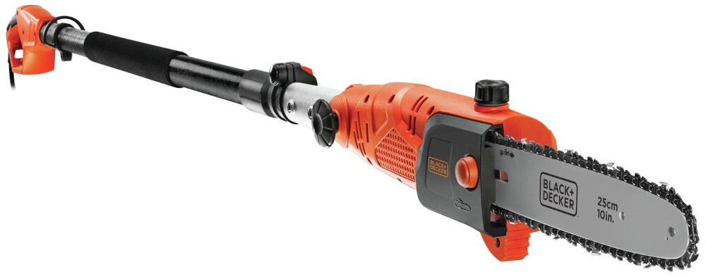 Piła elektryczna BLACK & DECKER PS7525 niezwykle funkcjonalne urządzenie technologia samoczynnego smarowania łańcucha funkcja zapobiegająca odbiciom automatyczny hamulec