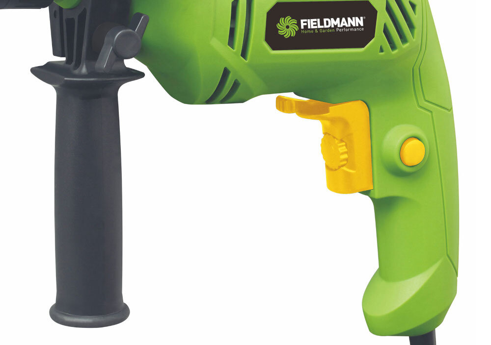 Wiertarka udarowa FIELDMANN FDV 200501-E solidny uchwyt ergonomiczna forma niewielka konstrukcja waga 2,0 kg w domu w profesjonalnych warsztatach