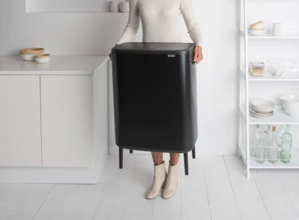 Kosz na śmieci BRABANTIA 221484 Bo Touch Bin Hi 60L Czarny Łatwe przenoszenie dwa uchwyty