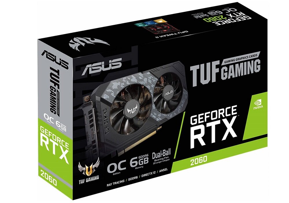 Karta graficzna ASUS Tuf GeForce RTX 2060 Gaming 6GB - wygląd ogólny opakowanie synchronizacja Nvidia G-Sync