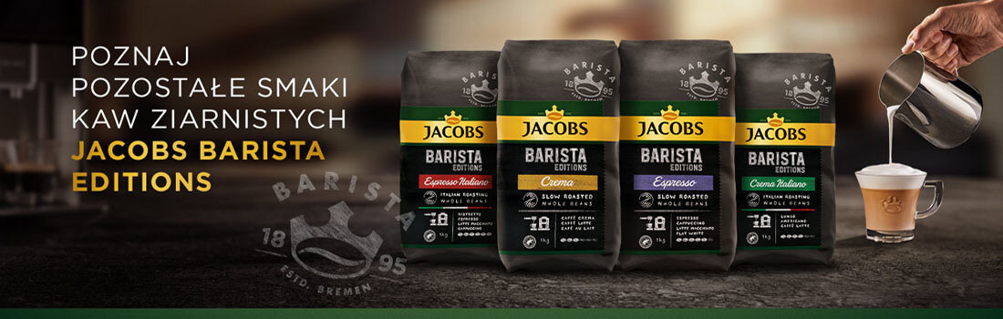 Kawa ziarnista JACOBS Barista Editions Espresso 1 kg produkowanie certyfikat