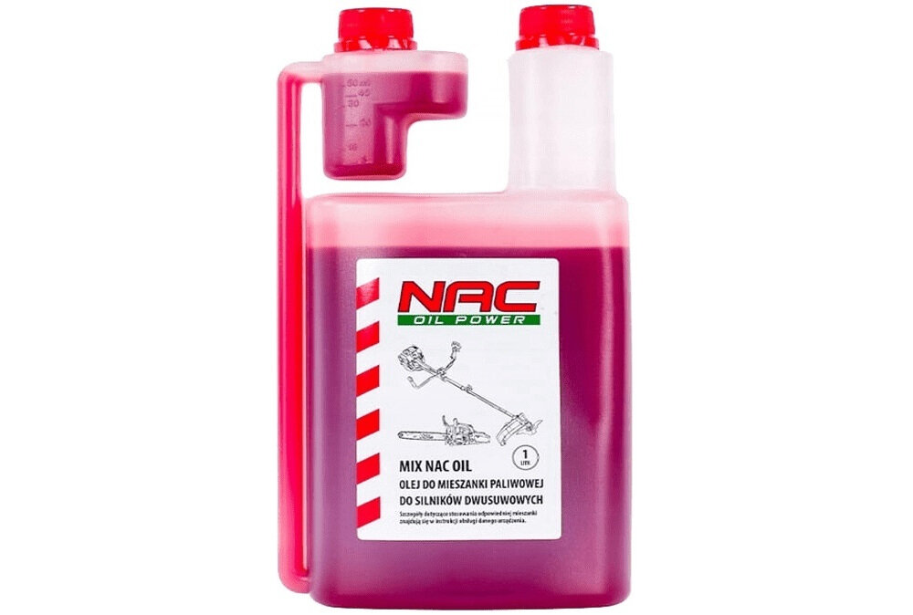 Olej NAC 2T 1l pojemność 1 litr do sporządzania mieszaj paliwowej dla 2-suwowych silników bardzo dobra właściwość smarująca