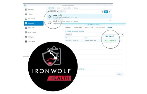 Dysk SEAGATE IronWolf 12TB HDD - aplikacja dedykowana IronWolf Health Management analiza parametrów pracy prewencyjna reakcja na zagrożenia