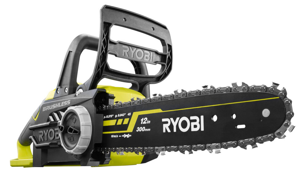 Piła akumulatorowa RYOBI RCS18X3050F ONE+ funkcjonalna do cięcia drewna wycinanie okrzesywanie obalanie mniejszych drzew akumulator 18 V osłona łańcucha specjalny uchwyt