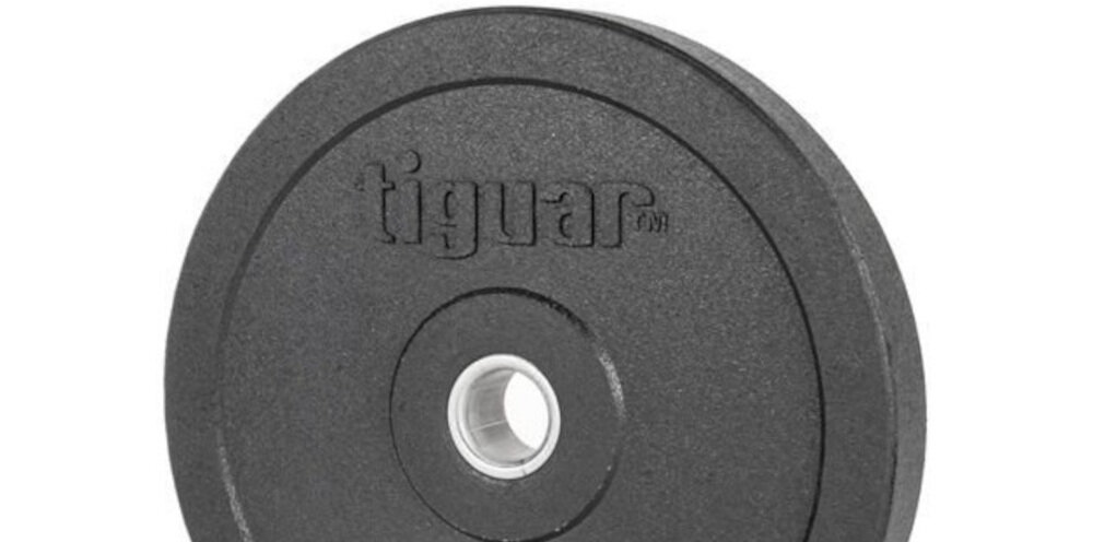 Talerz olimpijski TIGUAR Bumper TI-WB01000 (10 kg) dla mężczyzn dla kobiet do ćwiczeń ogólnorozwojowych rehabilitacyjnych średnica gwintu 50 mm'