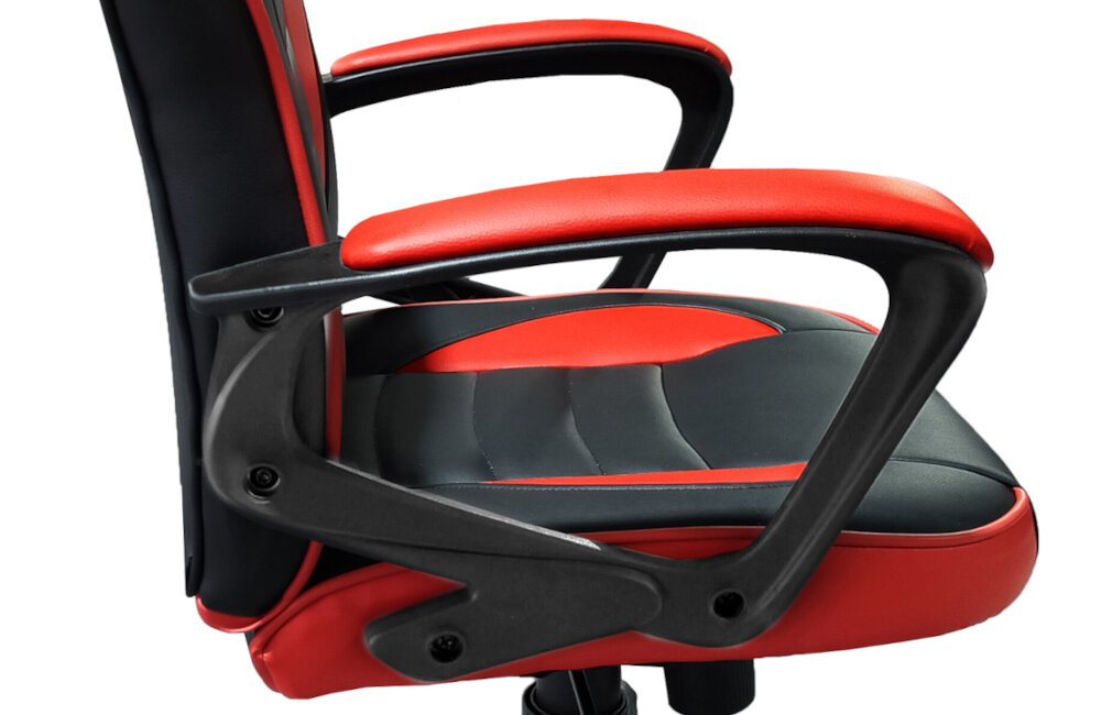 Fotel Q-SMART Cobra Junior Czarno-czerwony miękkie wypełnienie