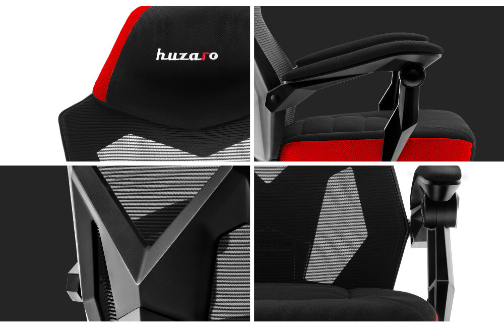 Fotel HUZARO Combat 3.0 czarno-czerwony gamingowy fotel użytkowanie 