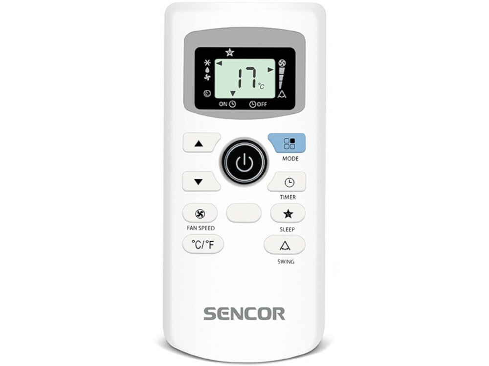 Klimatyzator SENCOR SAC MT9021C sterowanie za pomocą pilota duży wyświetlacz LCD moc w 4 poziomach