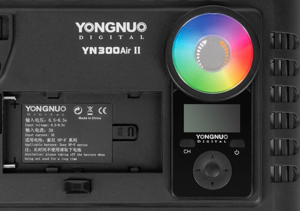 Lampa LED YONGNUO YN300 Air II RGB   barwa jasność zasilanie bateria montaż aparat zdjęcia filmy obsługa regulacja waga led wymiary 