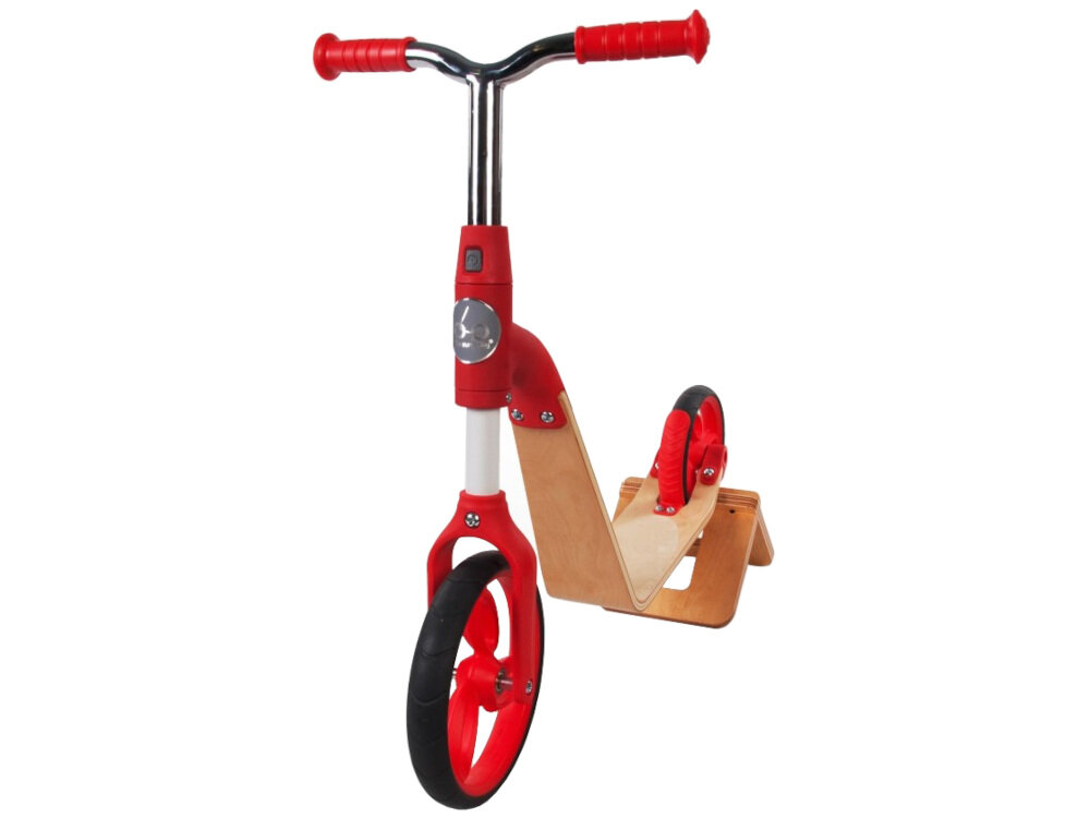 Rowerek biegowy SUN BABY Evo 360 2w1 Czerwony przygotowanie dziecka do nauki jazdy na normalnym rowerze utrzymanie równowagi koordynacja pewność siebie dla dzieci od 36 miesięcy drewniany rowerek z czerwonymi akcentami