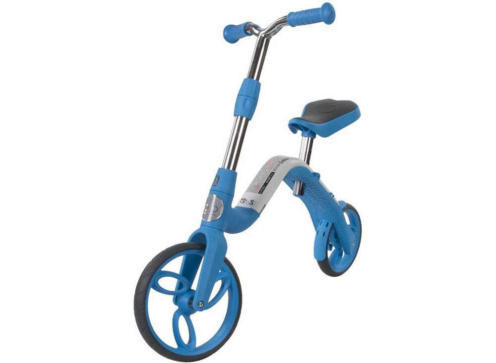 Rowerek biegowy SUN BABY Evo 360 Pro 2w1 Niebieski przygotowanie dziecka do nauki jazdy na normalnym rowerze utrzymanie równowagi koordynacja pewność siebie dla dzieci od 36 miesięcy w niebieskim kolorze
