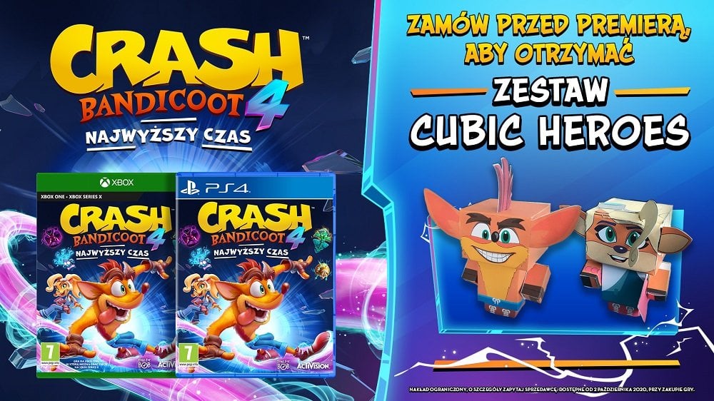 Crash Bandicoot 4 Najwyższy Czas Gra PS4 przedsprzedaż figurki