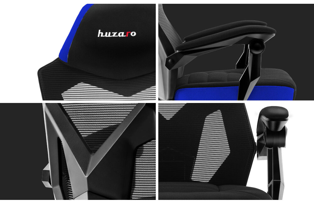 Fotel HUZARO Combat 3.0 Czarno-niebieski gamingowy fotel użytkowanie 