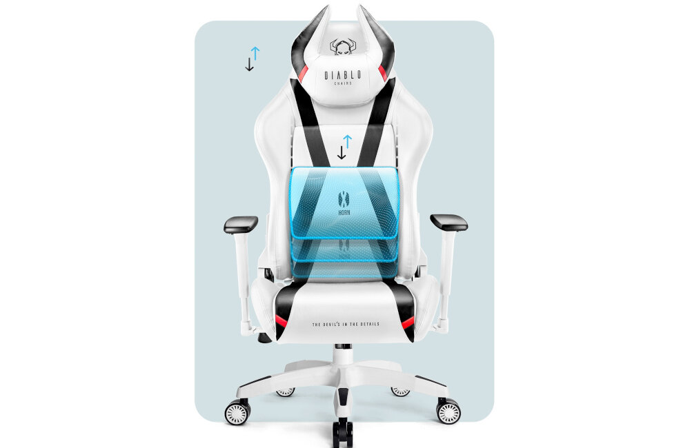 Fotel DIABLO CHAIRS X-Horn 2.0 (XL) Biało-czarny poduszka lędźwiowa