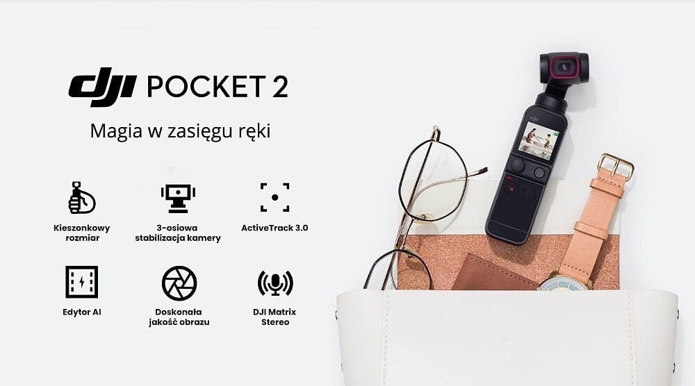 Kamera sportowa DJI Pocket 2 opis cechy funkcje parametry dane specyfikacja 