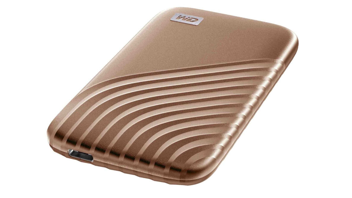 Dysk WD My Passport 1TB SSD Złoty  metalowa obudowa stylowy wygląd różne wersje kolorystyczne elegancki wygląd