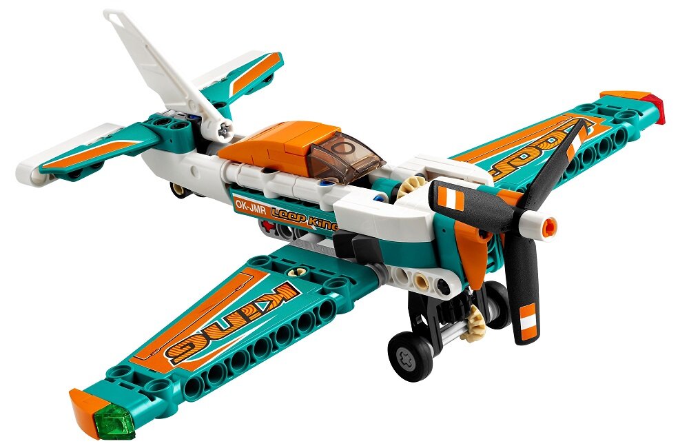 LEGO Technic Samolot wyścigowy 42117 samolot z naklejkami sponsorów upominek na każdą okazję Pozwoli dzieciom poczuć się jak prawdziwi kaskaderzy