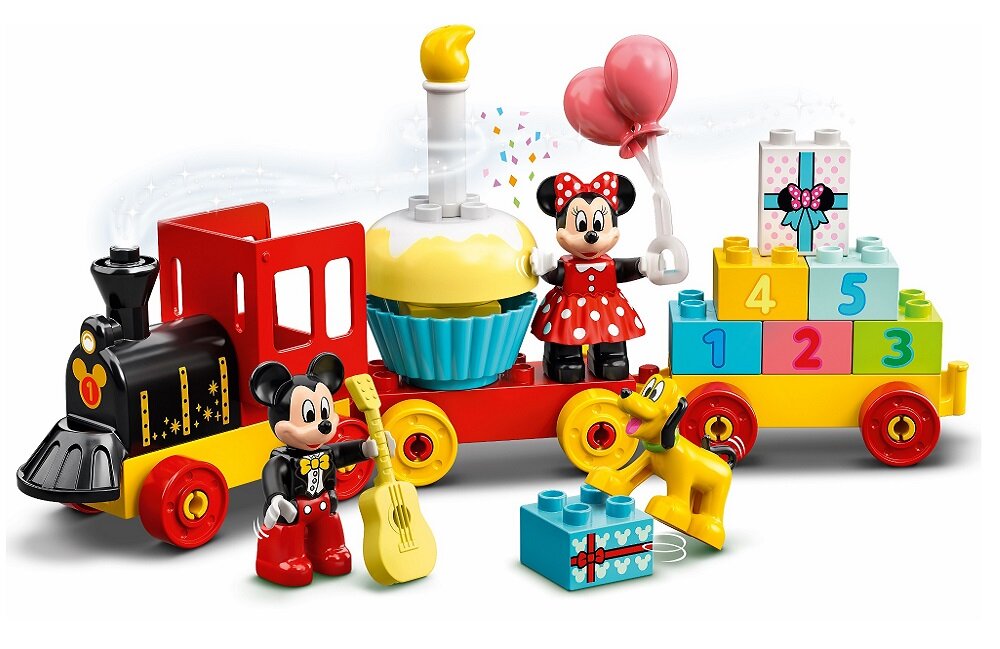 LEGO Duplo Urodzinowy pociąg myszek Miki i Minnie 10941 22 elementy można w prosty sposób ze sobą łączyć