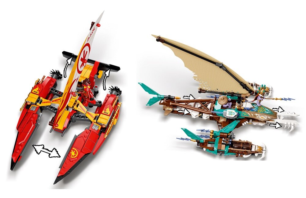 LEGO Ninjago Morska bitwa katamaranów 71748 Zapoznanie z podstawami inżynierii wiele ciekawych funkcji i technologii