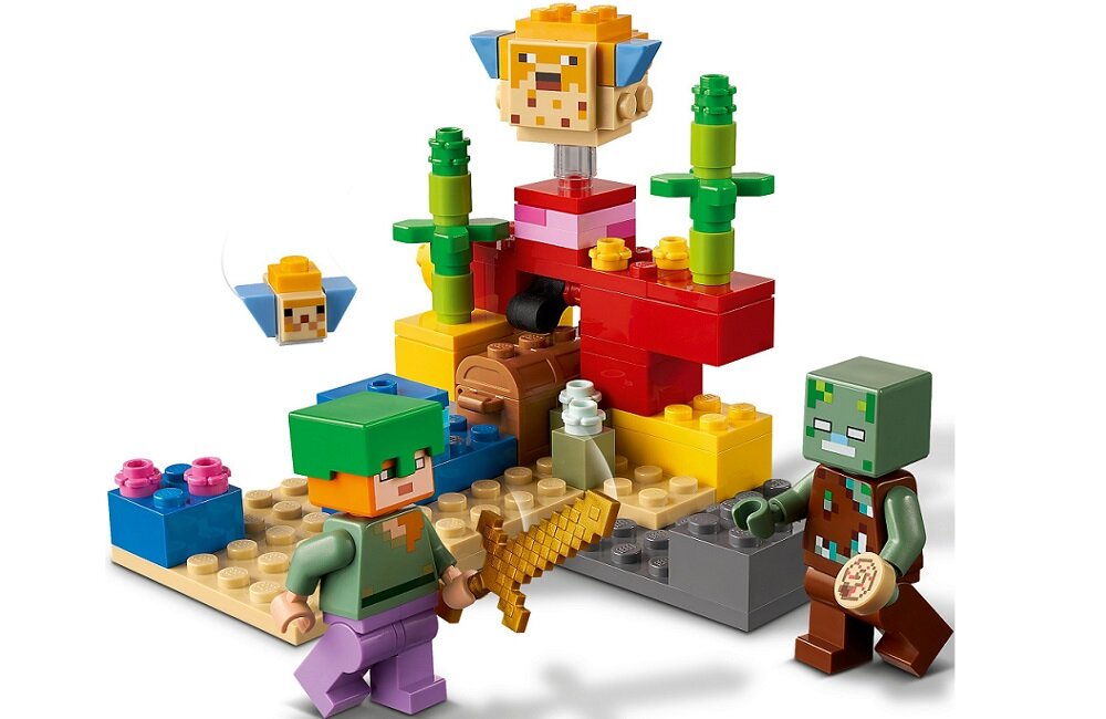 LEGO Minecraft Rafa koralowa 21164 Pudełko pełne niespodzianek alex utopiec rozdymki akcesoria