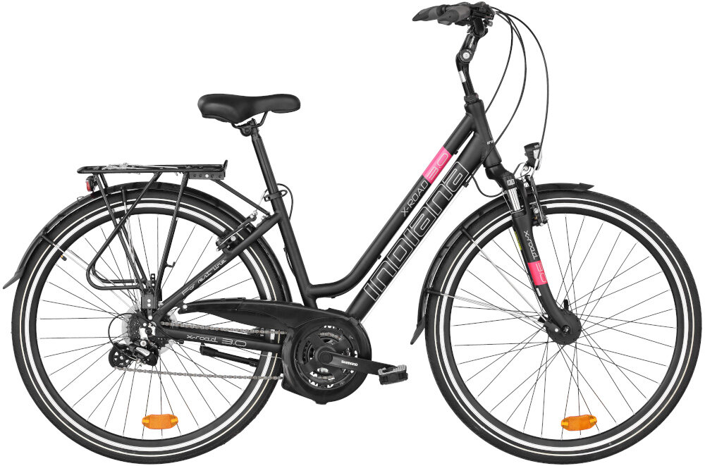 Rower trekkingowy INDIANA X-Road 3.0 D17 Grafitowy wyglad front bok
