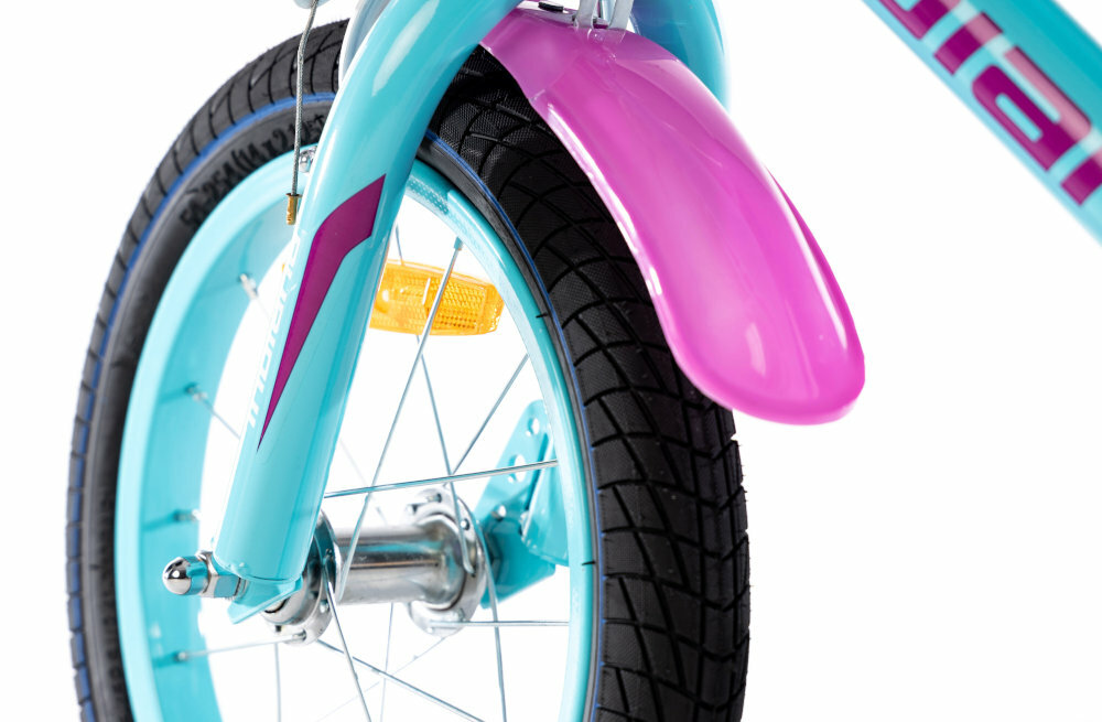 Rower INDIANA Roxy Kid 14 niebieski koła 14 cali opony stalowe piasty aluminiowe obręcze błotniki