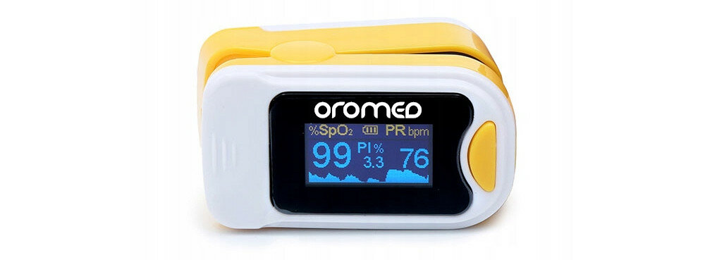 Pulsoksymetr ORO-MED Oro-Pulse Certyfikat Medyczny zolty obsluga wyswietlacz intuicyjny