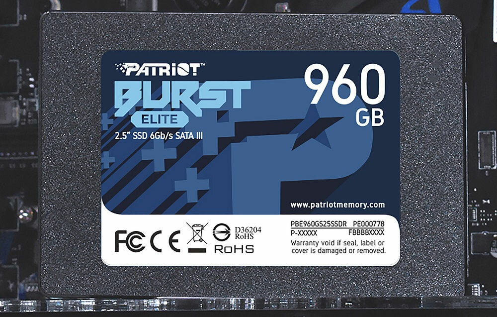 DYSK SSD PATRIOT BURST ELITE 960GB 2,5 SATA III - format 2.5 kompaktowe rozmiary 100 x 69 x 7 mm  niska waga 