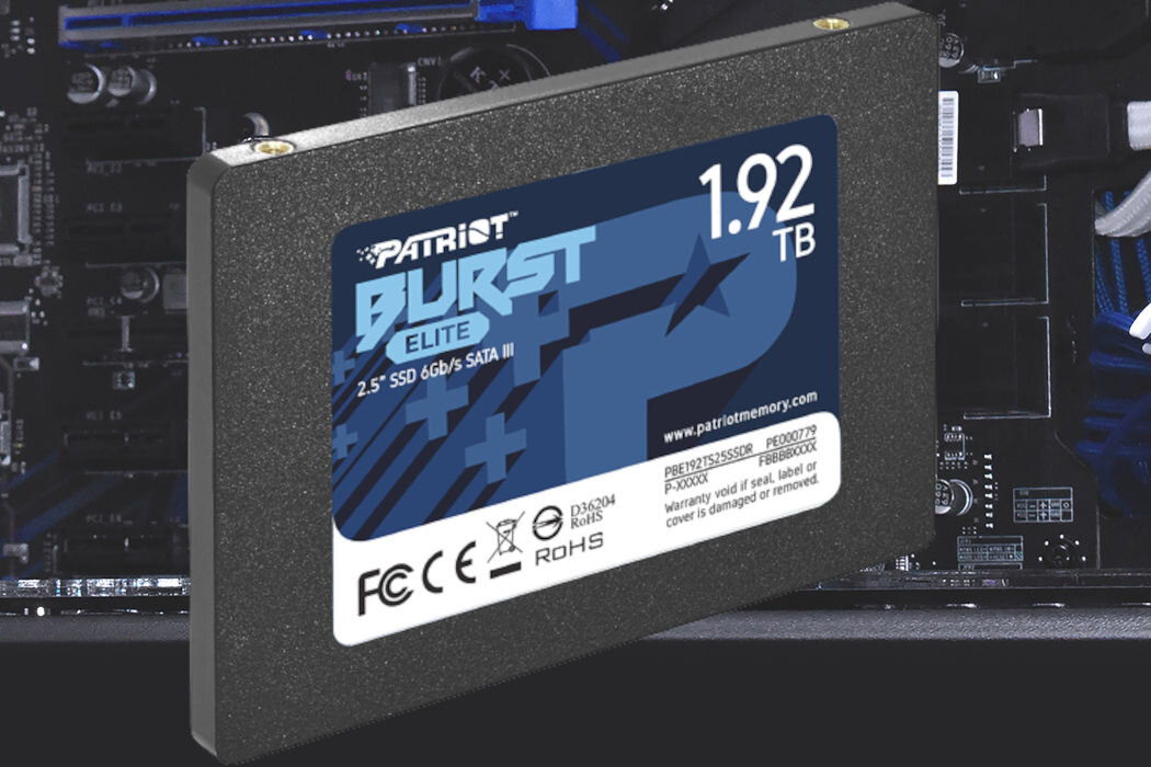 Dysk PATRIOT Burst Elite 1.92TB SSD  format 2.5 kompaktowe rozmiary 100 x 69 x 7 mm  niska waga 