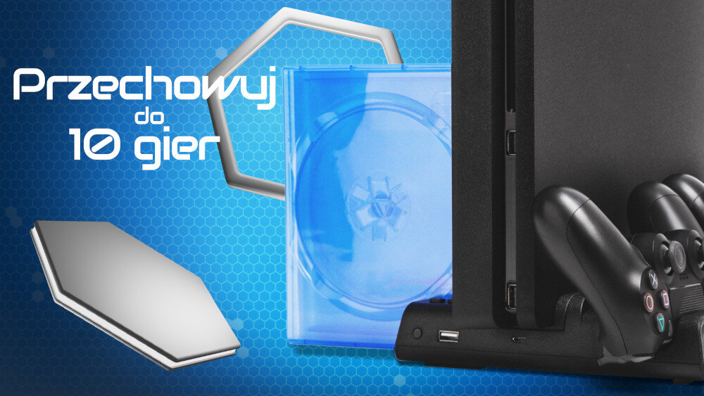 Podstawka chłodząco - ładująca FROGGIEX do PS4  - półka na gry