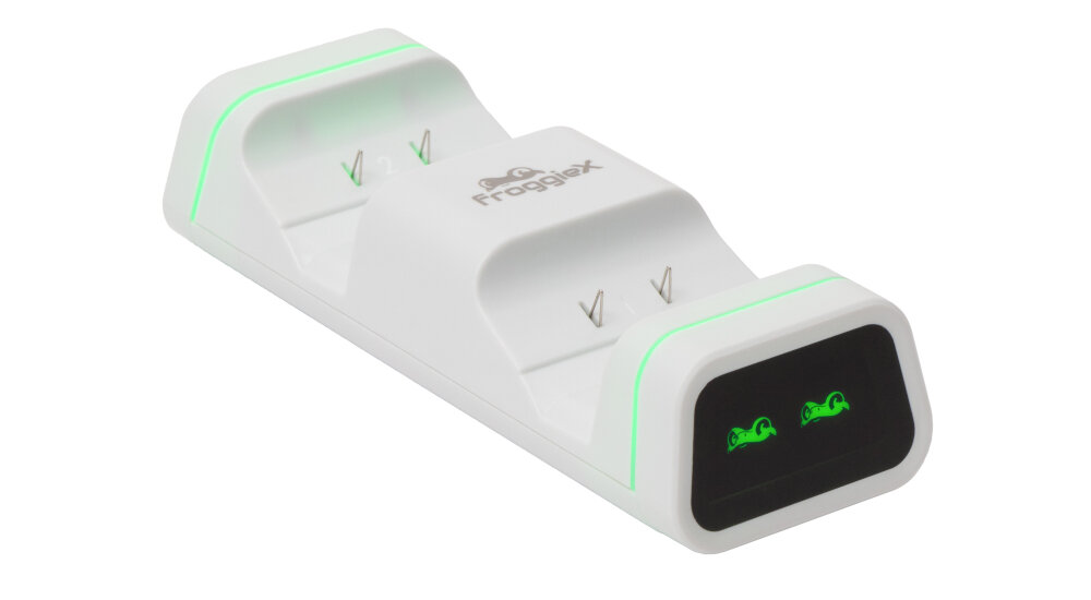 Stacja dokująca FROGGIEX FX-XB-C2-W Xbox One + 2 akumulatory diody led stanowisko brak kabli przewodów kompatybilność